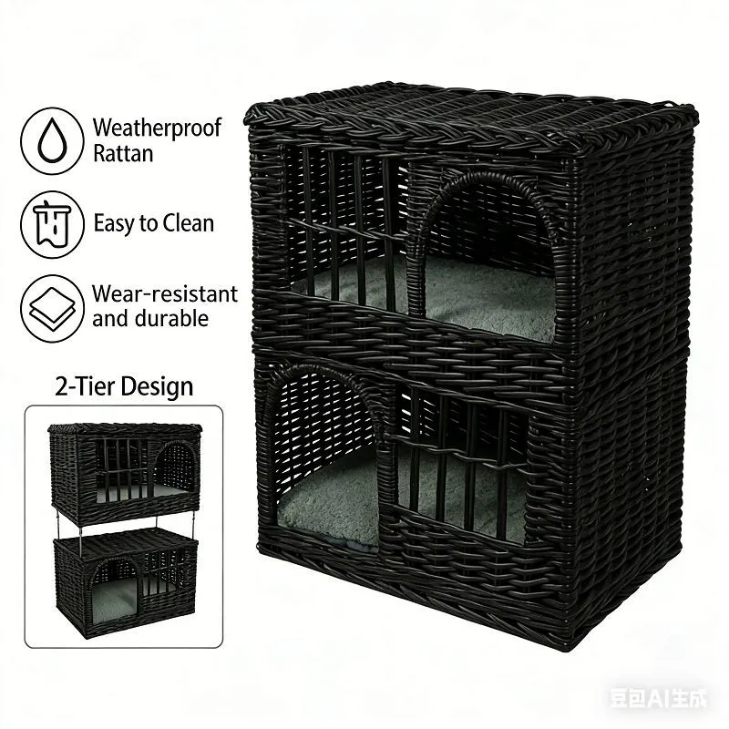 Large Double-layer Black Loft-style Willow Cat Bed/pet Bed suppliers